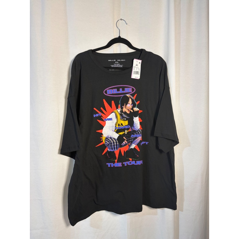 Billie Eilish Hit Me Hard and Soft The Tour 2024 2025 Black Graphic Tee XXL NEW